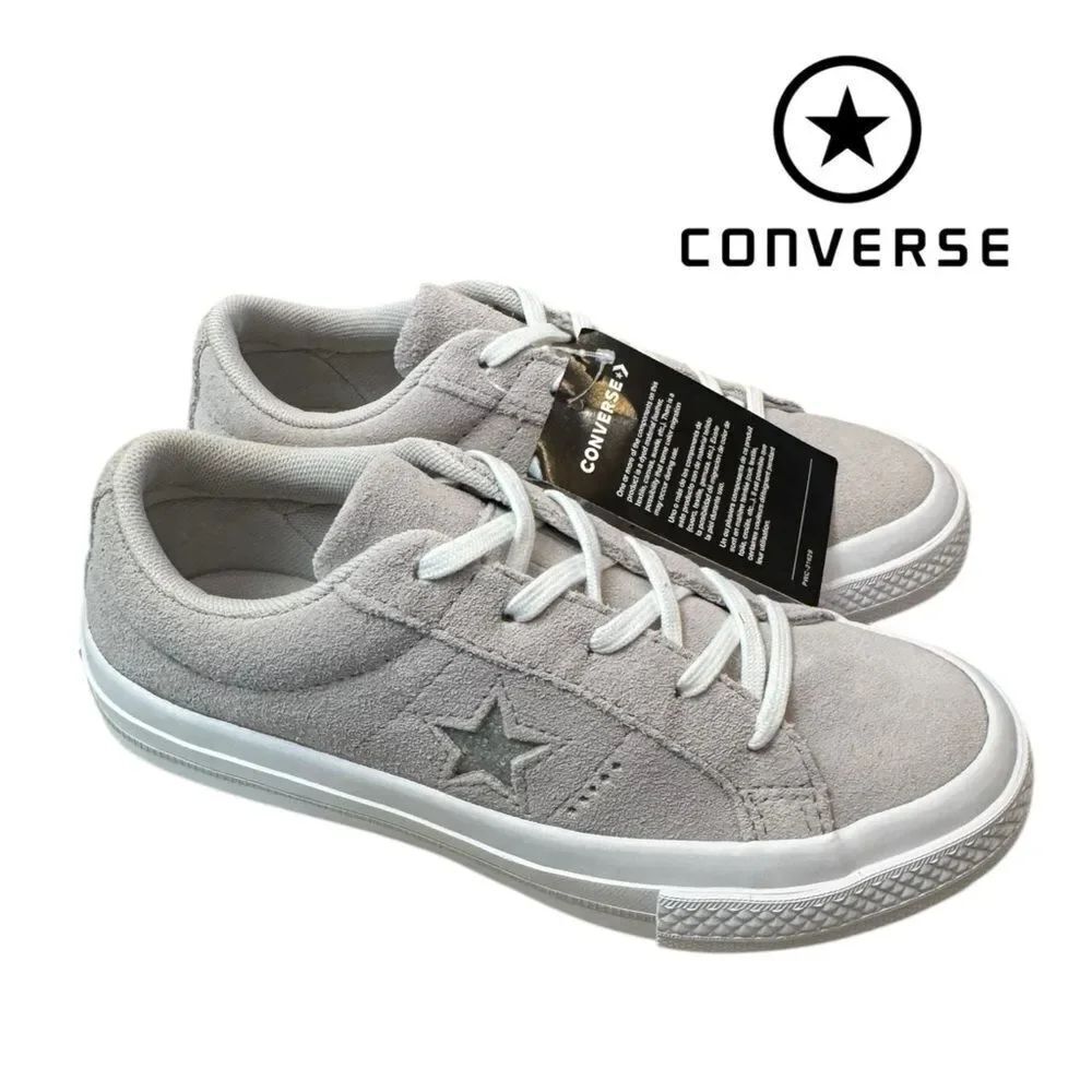 New Converse One Star Ox Mouse White Suede 663589C Lace-up Sneakers 1